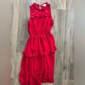 Monteau  Ruffle Eyelet  Dress XS Cherry Red